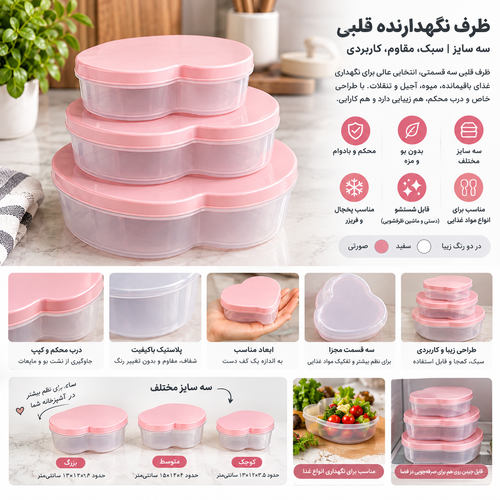 ظرف نگهدارنده قلبی سه سایز